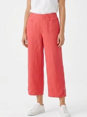 Habitat Linen Blend Cropped Pink Pants.  Size S. Elastic Back Waist. Stretch